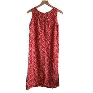 Vintage Red Floral Shift Dress Cottagecore Prairie Sleeveless Medium